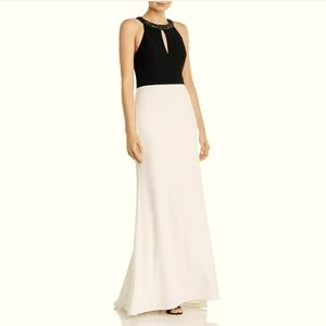 Aidan Mattox Black-Ivory Embellished Formal Dress